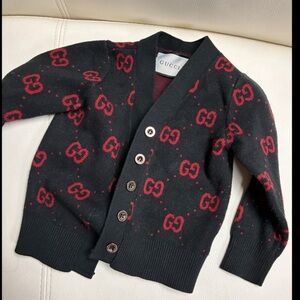 Custom from scarf 🧣 very soft kids play Gucci Black Cardigan with Red Accents